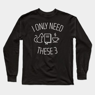 Book Cat and Coffee Long Sleeve T-Shirt